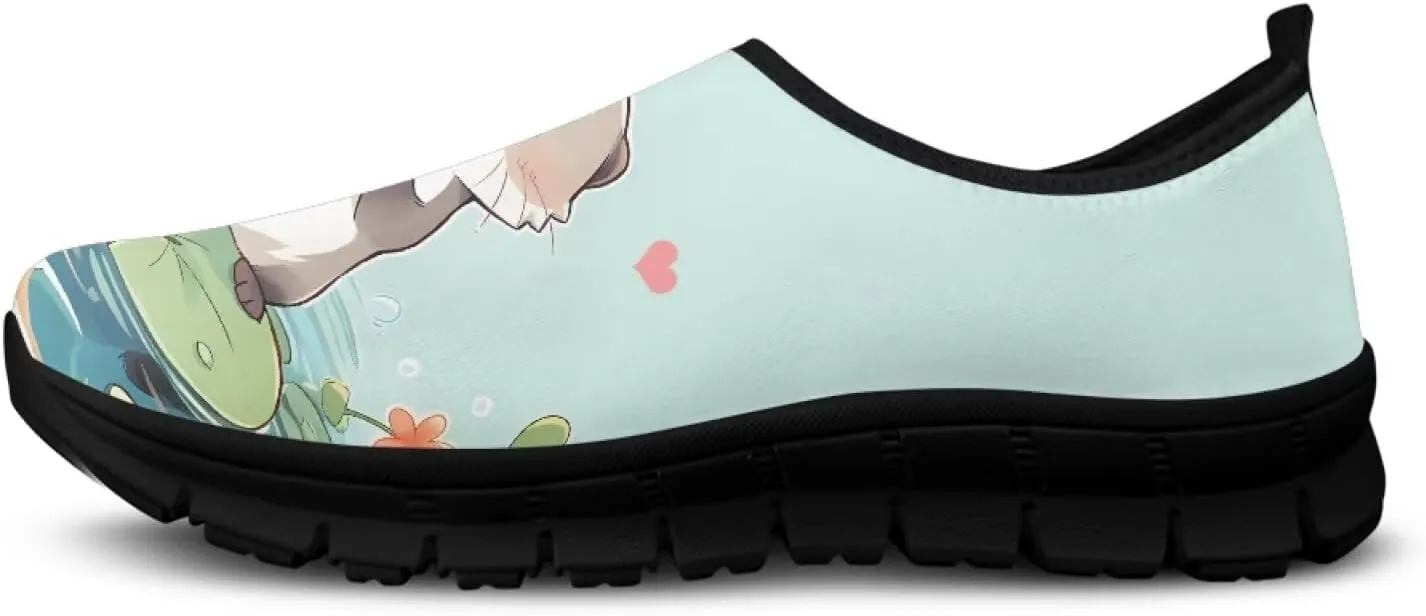 Animal Print Low Cut Sneakers Comfort Womens Slip On Loafers Walking Tennis Shoes Laceless Lightweight Round Toe Arch Support Sneaker
