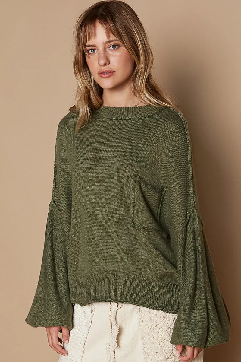 Bubble Sleeve Knit Sweater