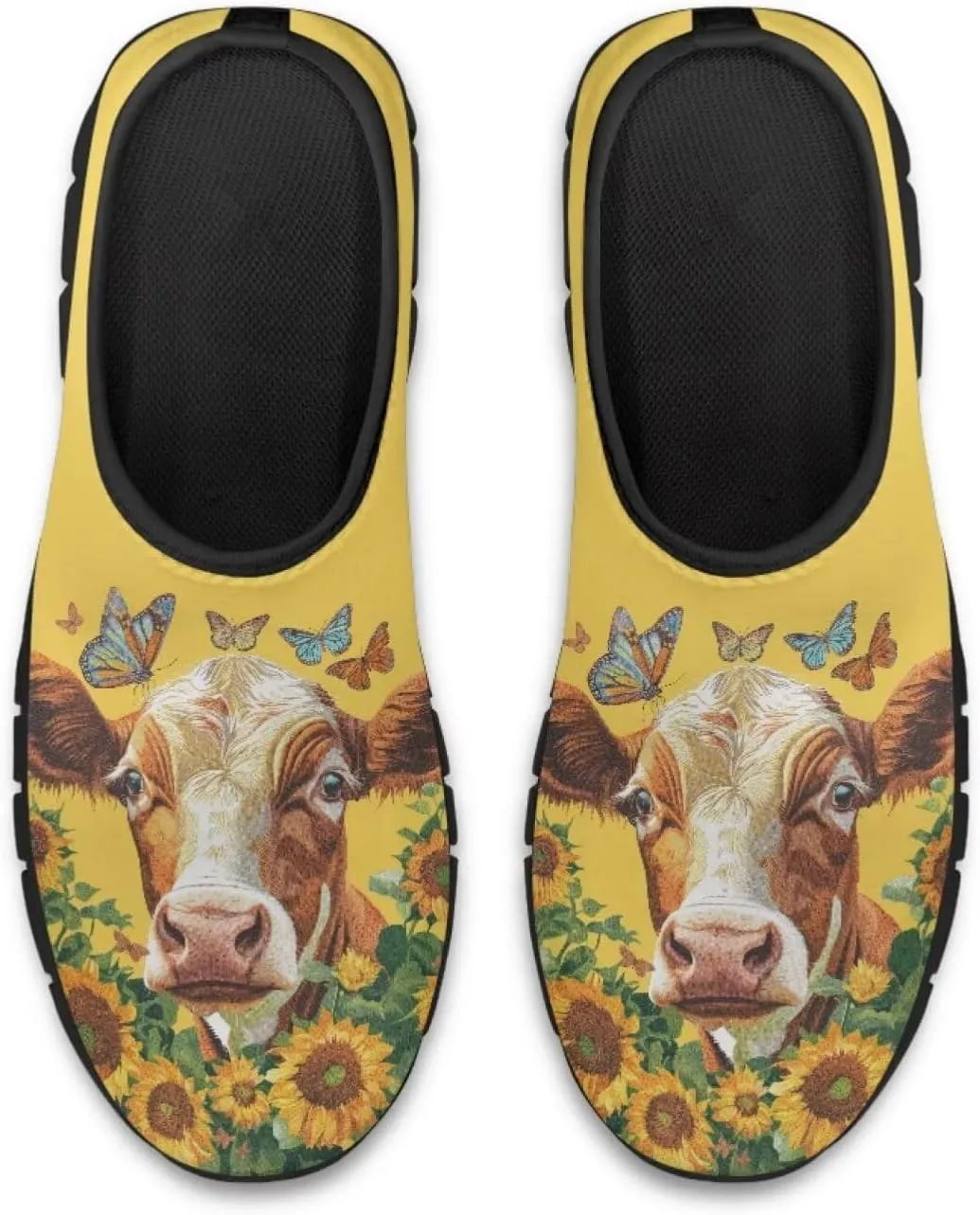 Cow Print Athletic Sneakers Low Cut Work Shoes for Women Casual Flats Heels Loafers Lightweight Tennis Mesh Shoe Loafer