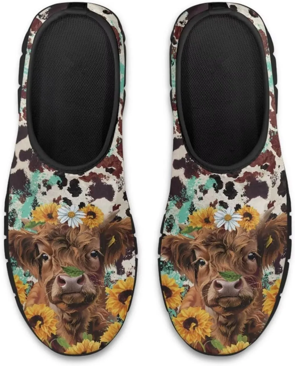 Cow Print Athletic Sneakers Low Cut Work Shoes for Women Casual Flats Heels Loafers Lightweight Tennis Mesh Shoe Loafer