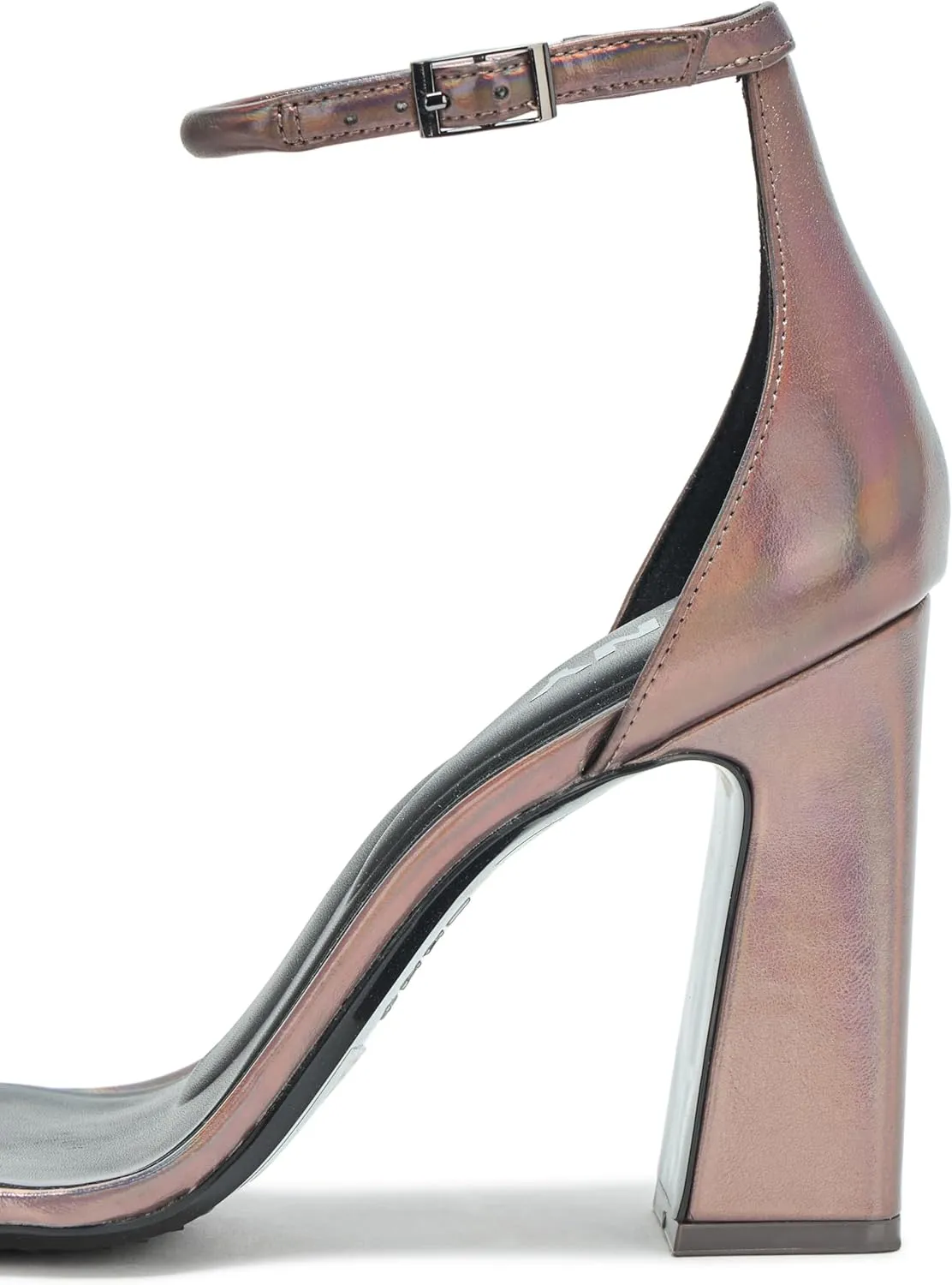 DKNY Women's Waylin Sqaure Toe Ankle Strap Block Heel Heeled Sandal