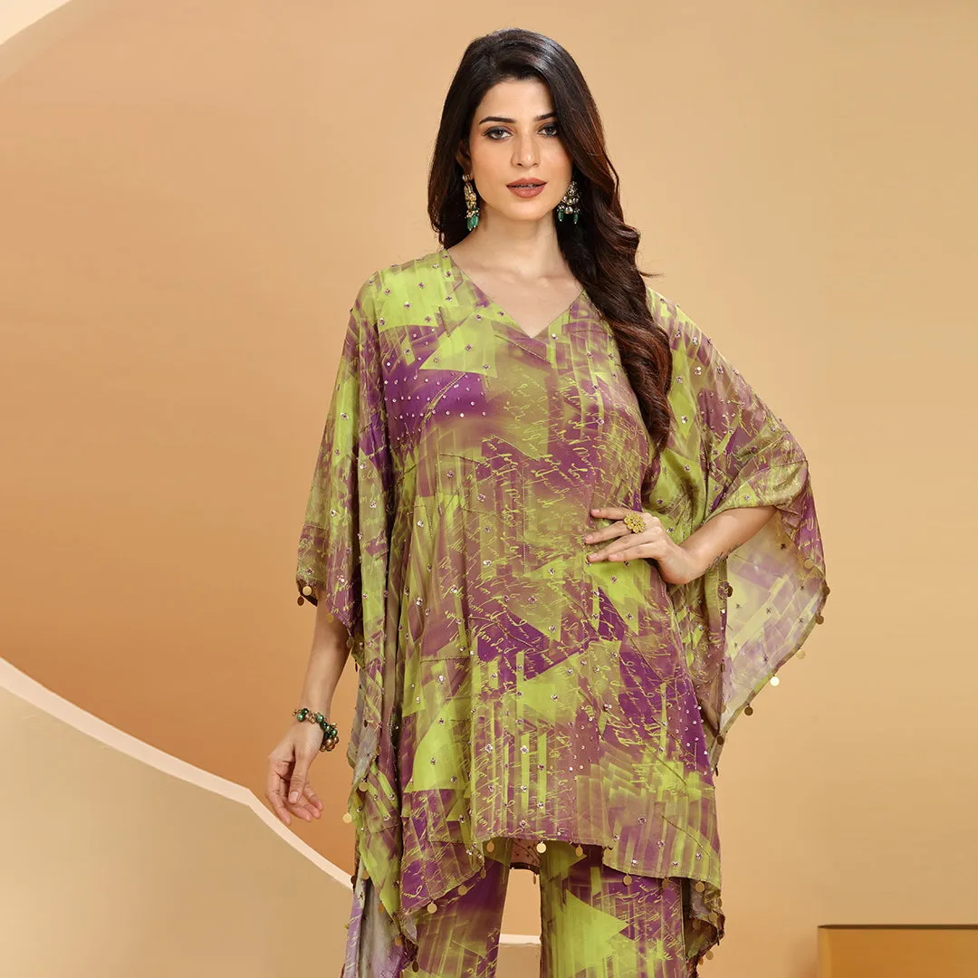 Lime Green And Purple Elegant Co-Ord Set
