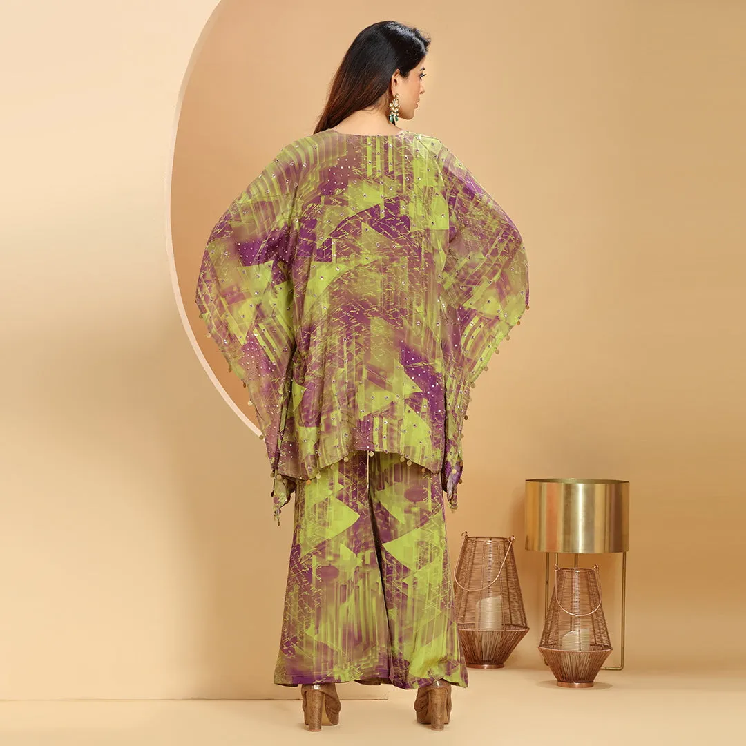 Lime Green And Purple Elegant Co-Ord Set