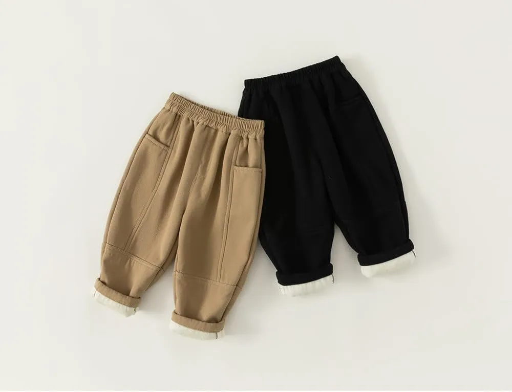 Meufam Toddler Boys Girls Sweatpants Fleece Lined Jogger Pants Solid Color Elastic Waist Winter Warm Sherpa Trousers Bottoms