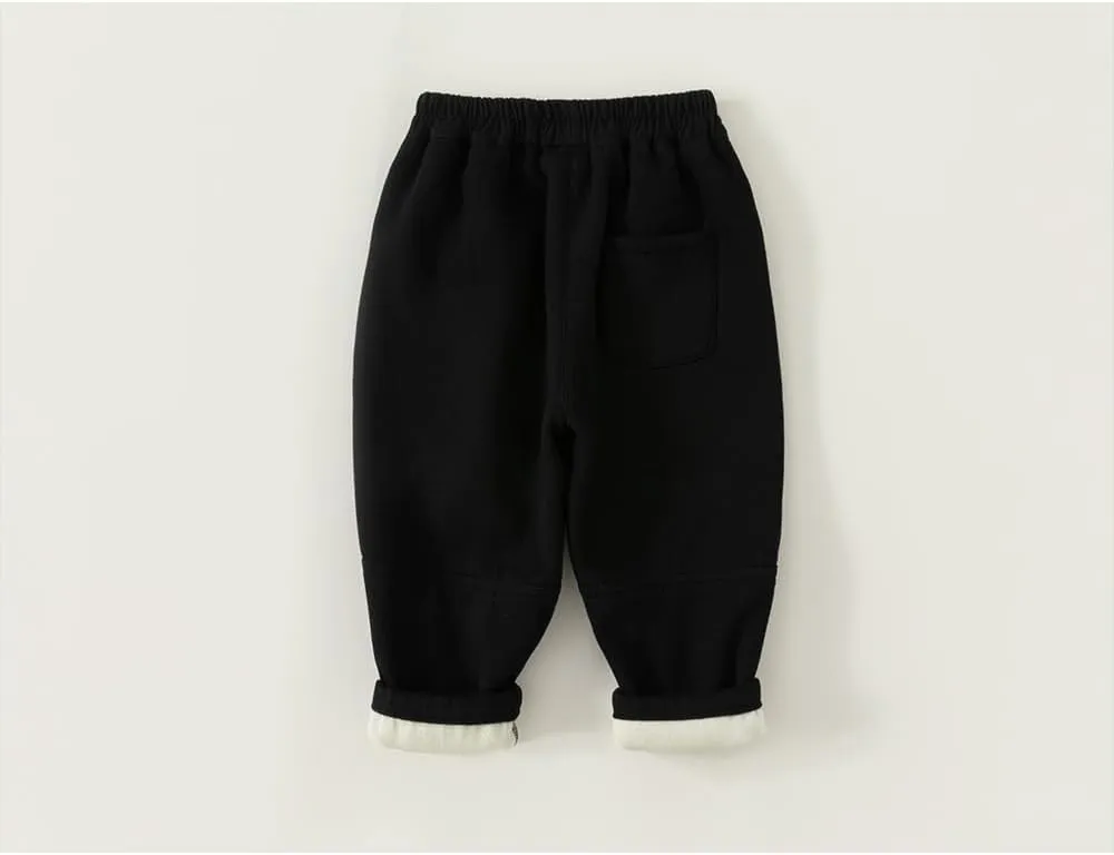 Meufam Toddler Boys Girls Sweatpants Fleece Lined Jogger Pants Solid Color Elastic Waist Winter Warm Sherpa Trousers Bottoms