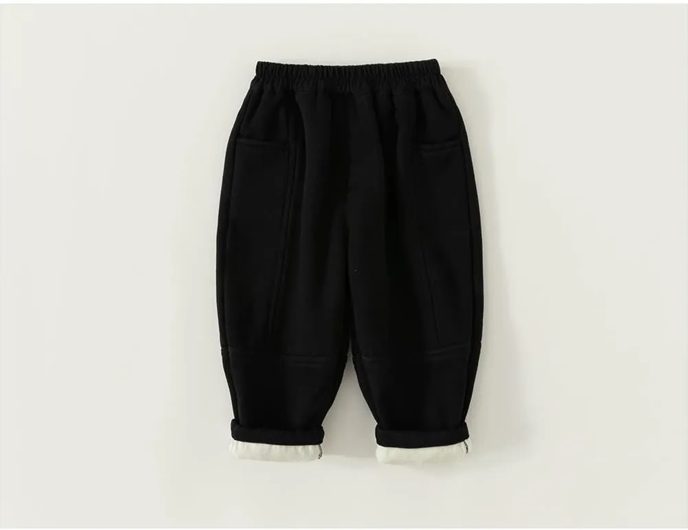 Meufam Toddler Boys Girls Sweatpants Fleece Lined Jogger Pants Solid Color Elastic Waist Winter Warm Sherpa Trousers Bottoms