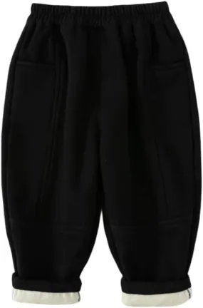 Meufam Toddler Boys Girls Sweatpants Fleece Lined Jogger Pants Solid Color Elastic Waist Winter Warm Sherpa Trousers Bottoms
