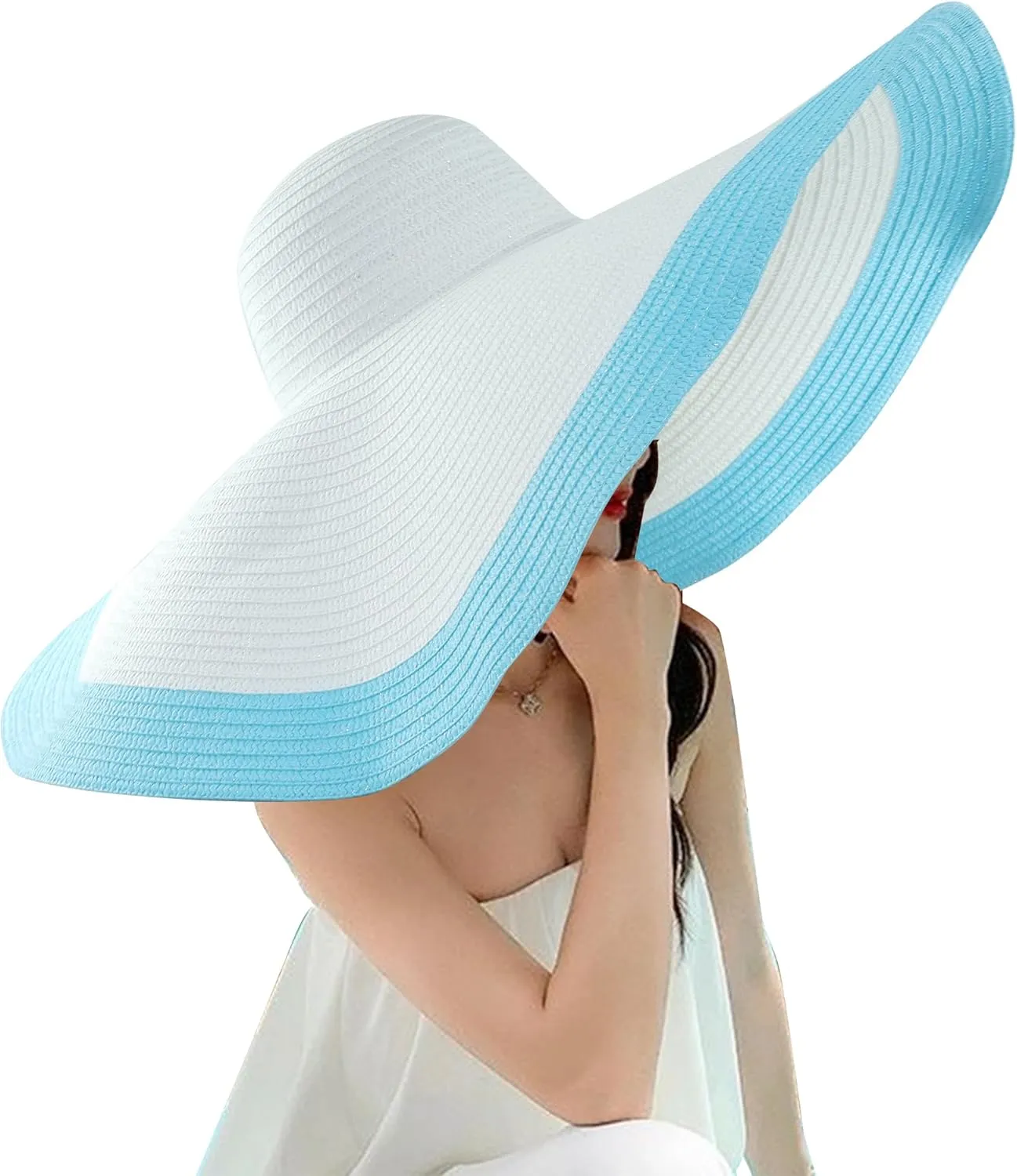 Oversized Beach Straw Hats for Women Extra Large Wide Brim Beach Hat Foldable Roll up Floppy Sun Hat Summer UV Protection