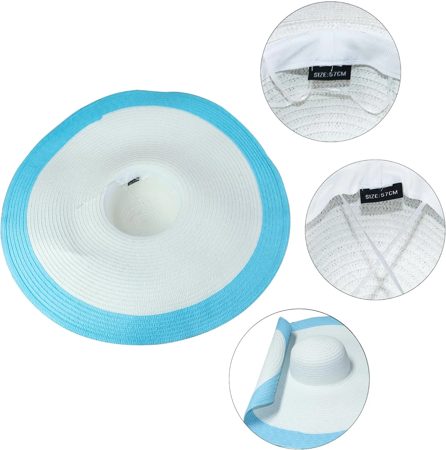 Oversized Beach Straw Hats for Women Extra Large Wide Brim Beach Hat Foldable Roll up Floppy Sun Hat Summer UV Protection