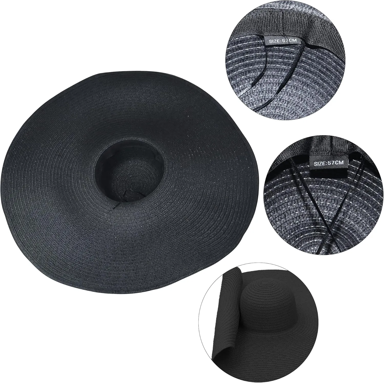 Oversized Beach Straw Hats for Women Extra Large Wide Brim Beach Hat Foldable Roll up Floppy Sun Hat Summer UV Protection