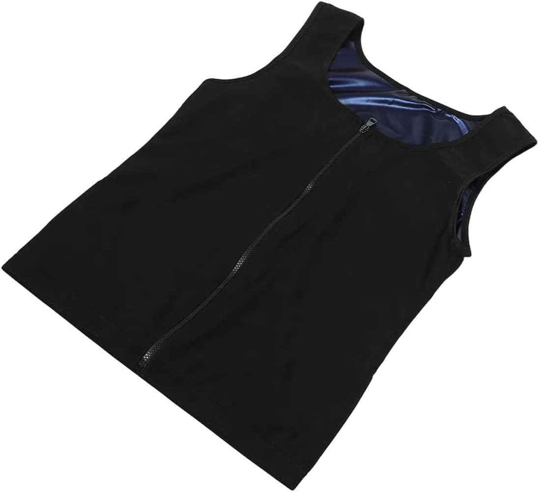 Sauna Sweat Vest for Men Compression Workout Tank Top with Zipper Breathable Material for Enhanced for Gym Running and Yoga Waist Trainer