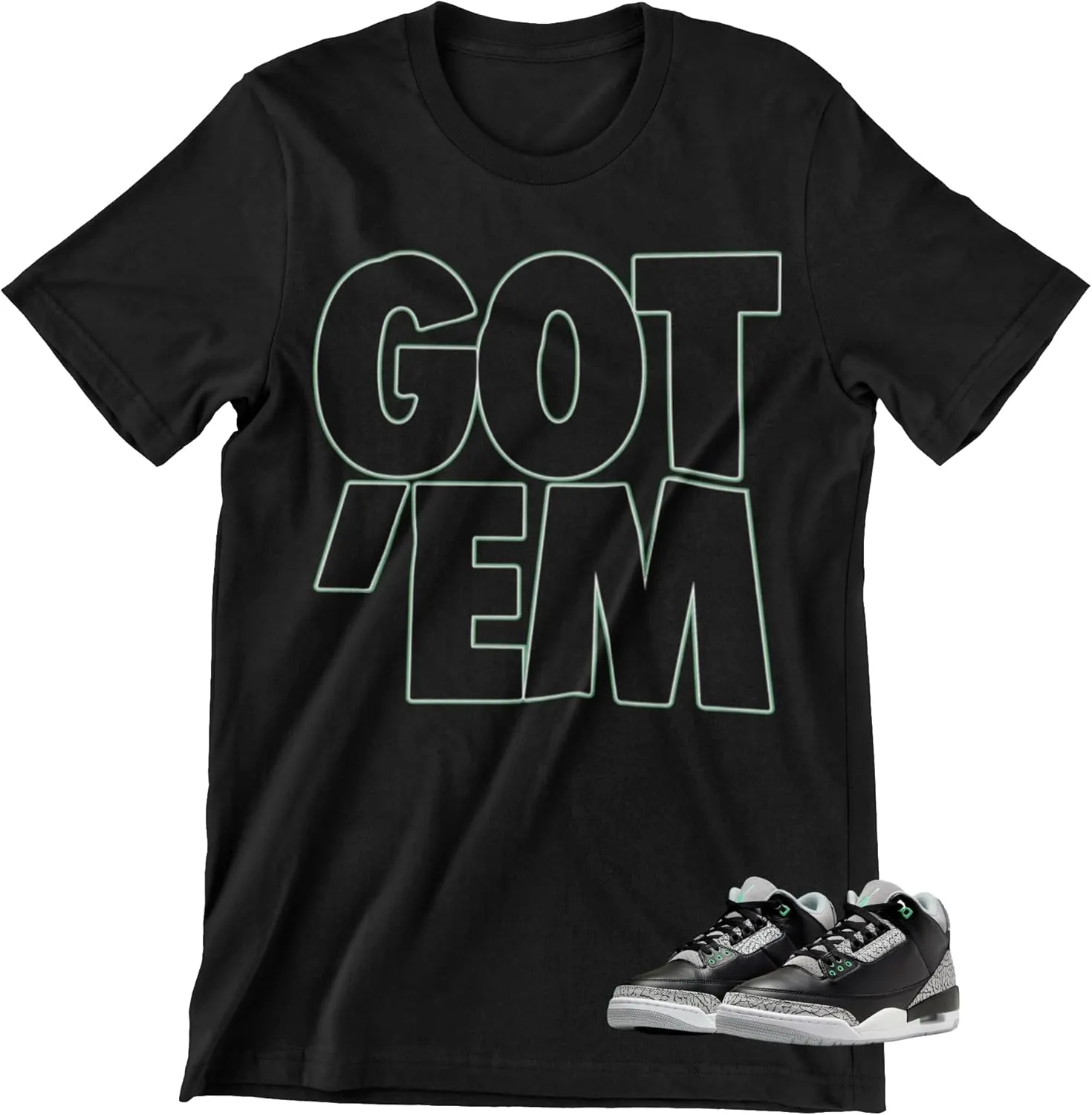Shirt to Match Jordan 3 Green Glow Sneakers, Men's Graphic Tee.