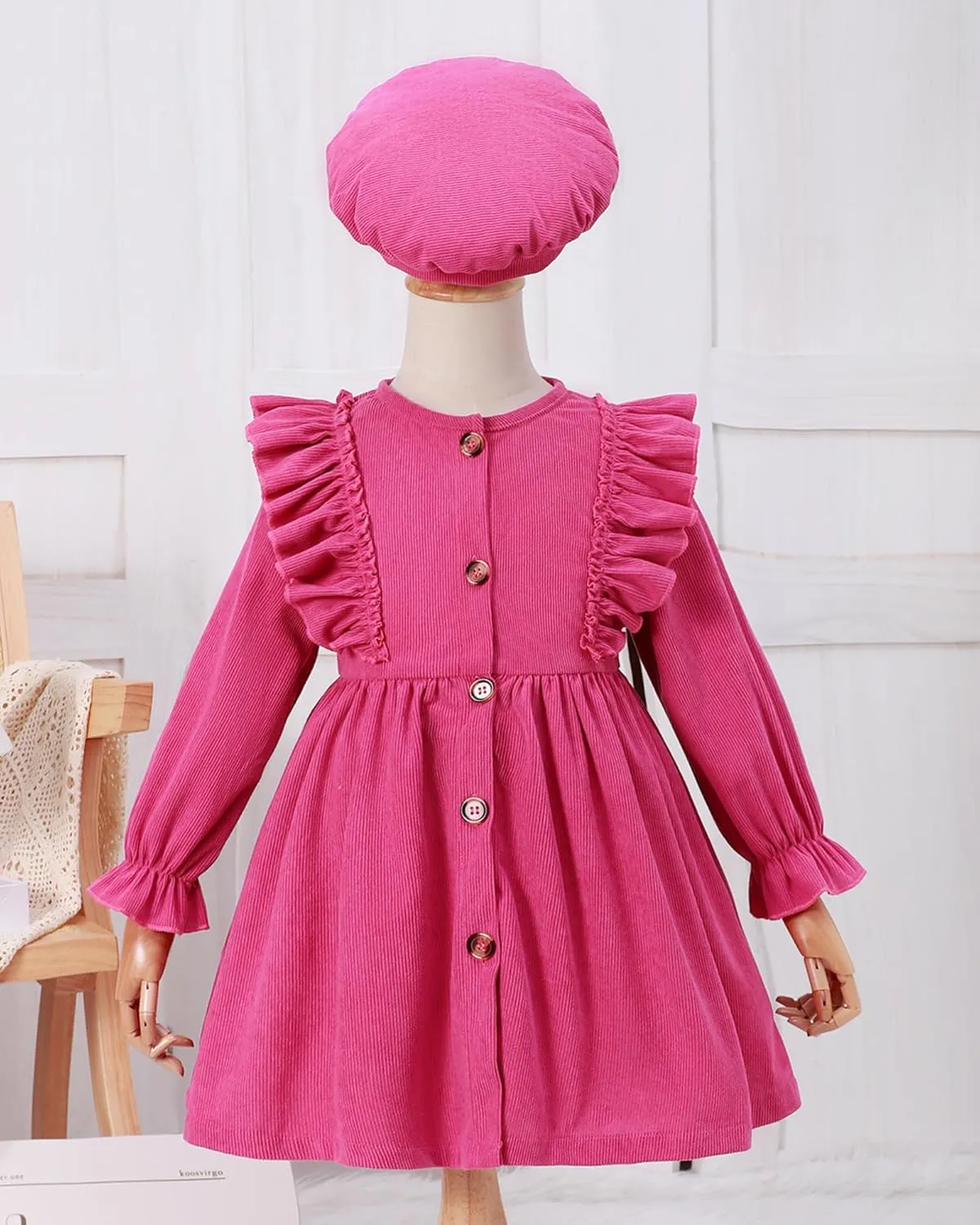 Toddler Girls Winter Long Sleeve Dresses Kids Fall Cute Clothes Little Girl Outfits for Size 4-7 Years