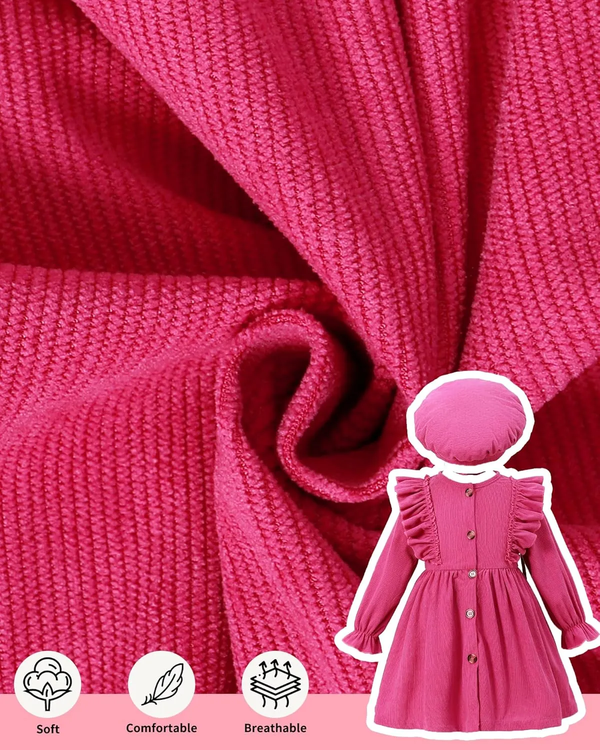 Toddler Girls Winter Long Sleeve Dresses Kids Fall Cute Clothes Little Girl Outfits for Size 4-7 Years