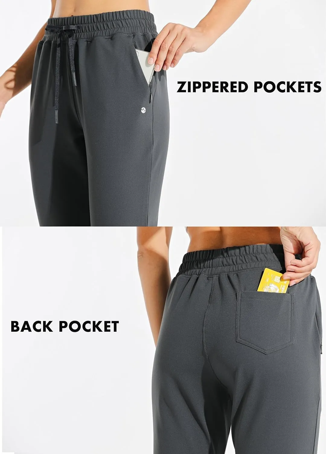 Willit Women's Fleece Lined Joggers Warm Pants Running Thermal Sweatpants Winter Athletic Hiking Water Resistant with Pockets