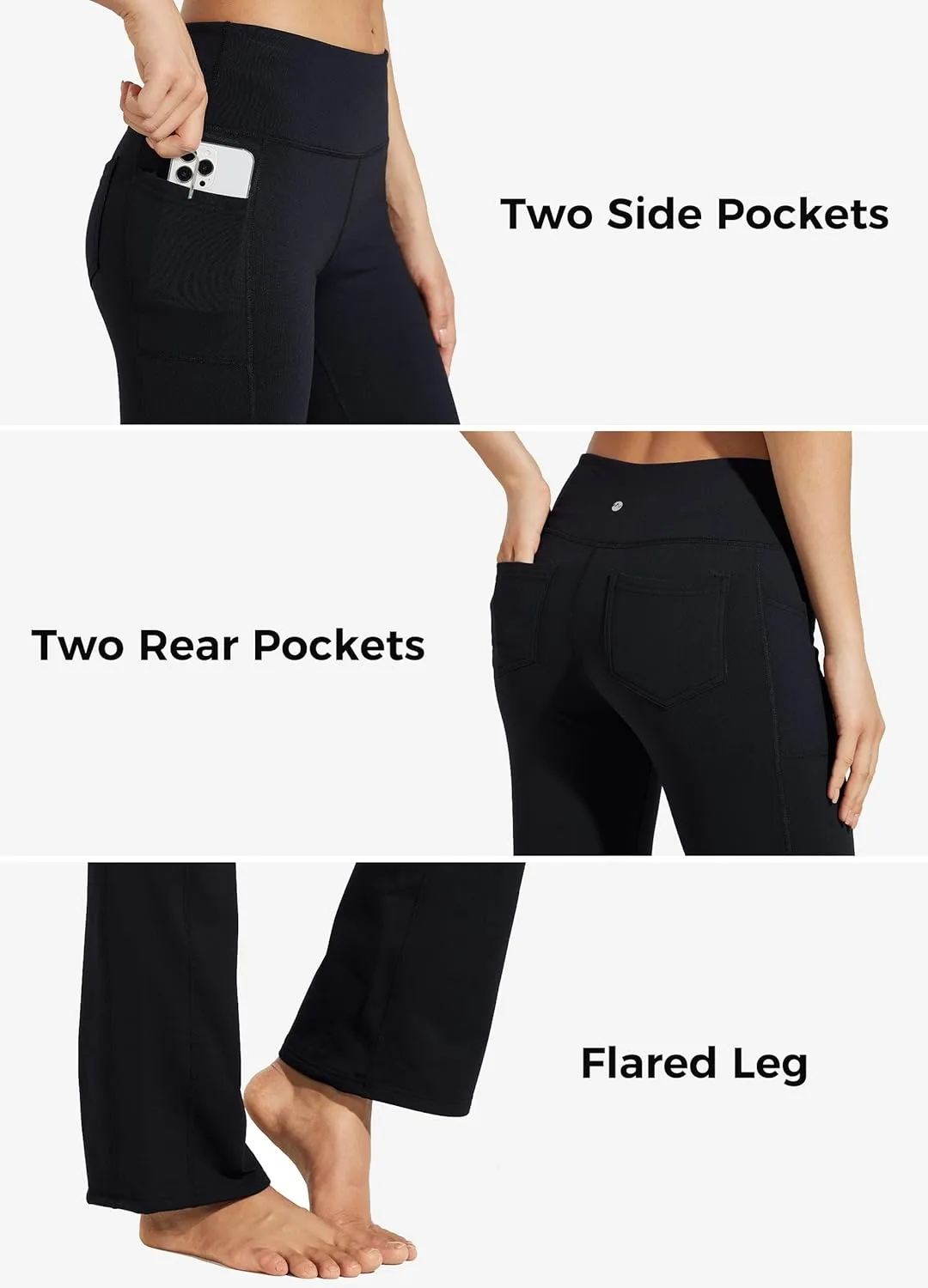 Willit Women's Fleece Lined Pants Yoga Bootcut Thermal Winter Pants High Waisted Flare Leggings Water Resistant