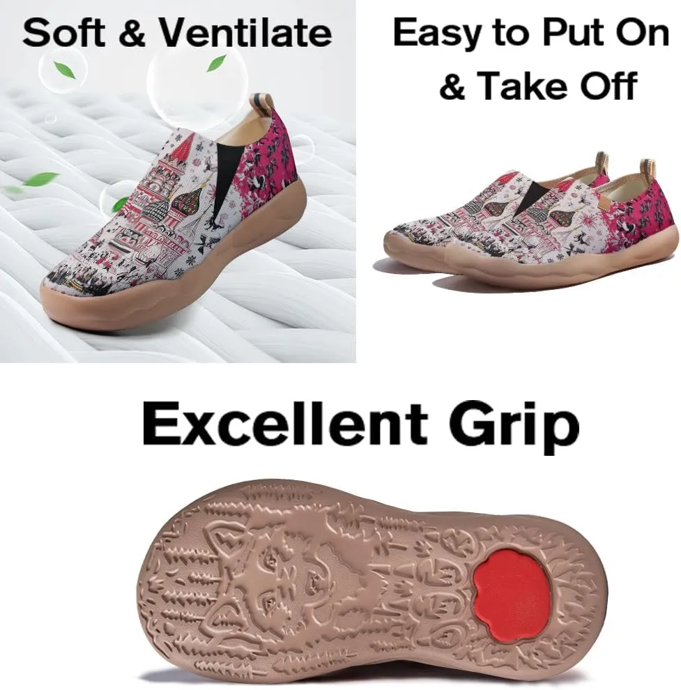 Women's Art Illustration Slip-on Shoes Vibrant Floral Casual Loafers Lightweight Comfortable Travel Footwear