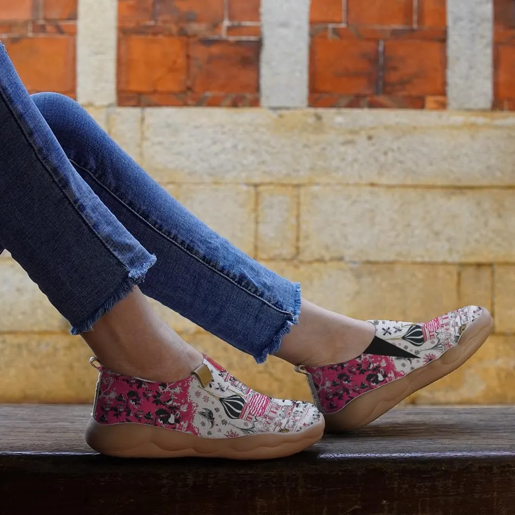 Women's Art Illustration Slip-on Shoes Vibrant Floral Casual Loafers Lightweight Comfortable Travel Footwear