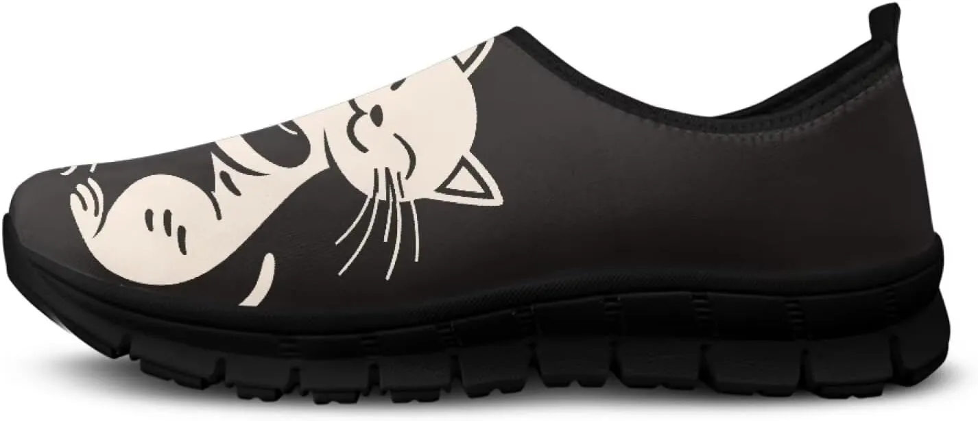Womens Slip On Shoes Cats Sneakers Loafers Non Slip Athletic Tennis Shoe Breathable Low Cut Sneaker Arch Support Soft Loafer