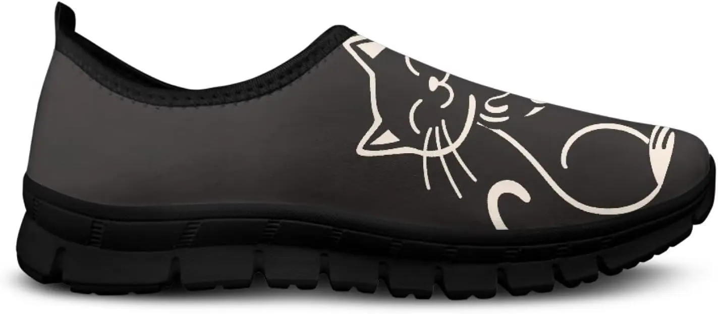 Womens Slip On Shoes Cats Sneakers Loafers Non Slip Athletic Tennis Shoe Breathable Low Cut Sneaker Arch Support Soft Loafer