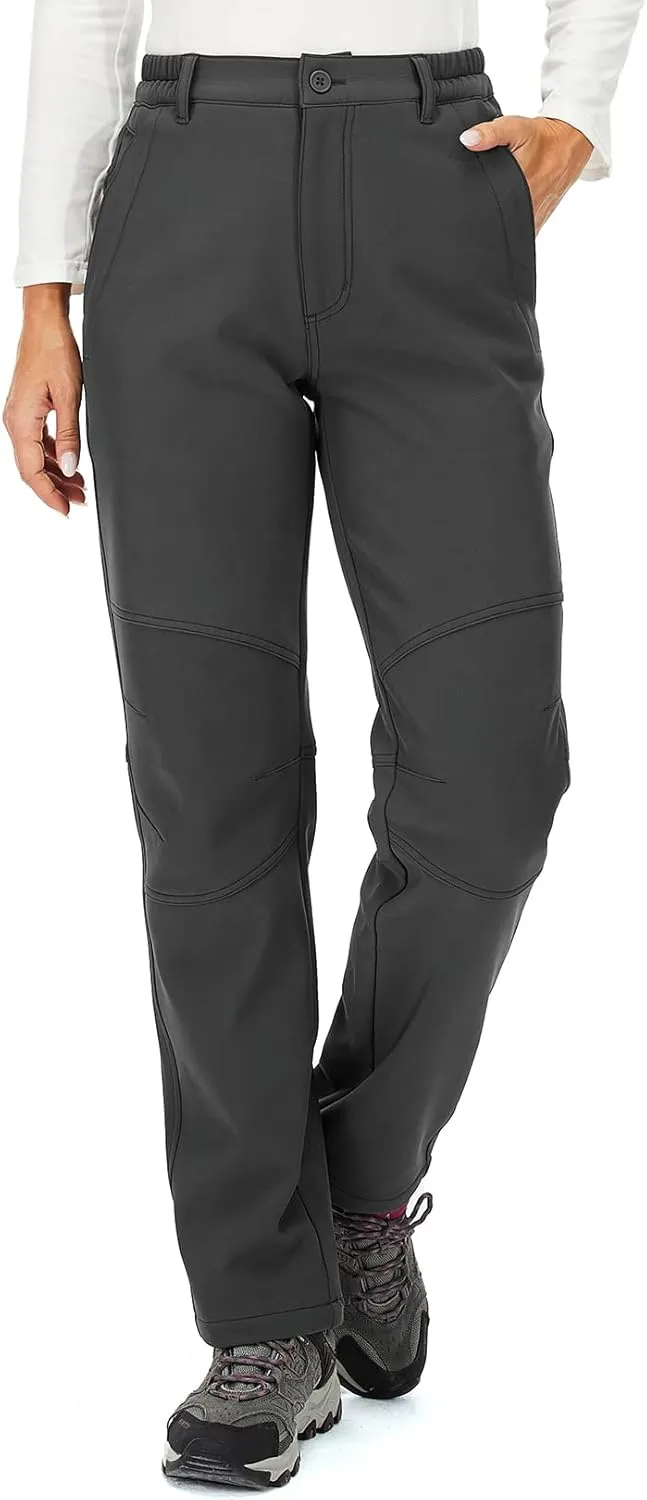 Womens Snow Pants Winter Fleece Lined Waterproof Soft Shell Insulated Outdoor Camping Travel ski Pants