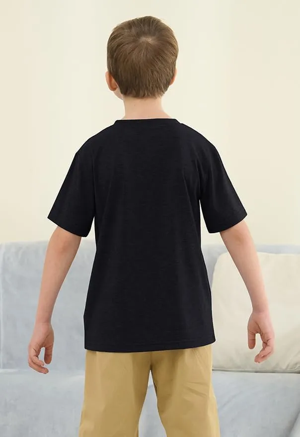 ZDC Boys Short Sleeve T Shirts Kids Summer Crewneck Tops Basic Tees with Pockets 5-14 Years
