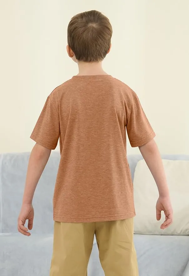 ZDC Boys Short Sleeve T Shirts Kids Summer Crewneck Tops Basic Tees with Pockets 5-14 Years